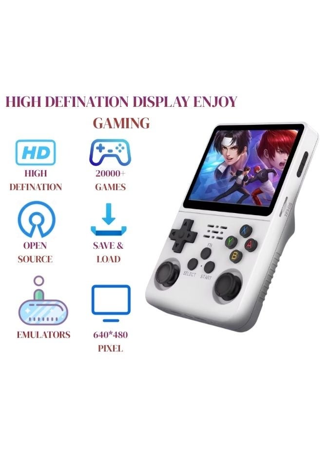 جهاز ألعاب محمول كلاسيكي R36HD (سعة 128 جيجابايت، أكثر من 20000 لعبة) - شاشة IPS عالية الدقة 3.5 بوصة، محاكي محمول لأجهزة PSP وPS1 وN64 | جهاز ألعاب أبيض - هدية - Image 2